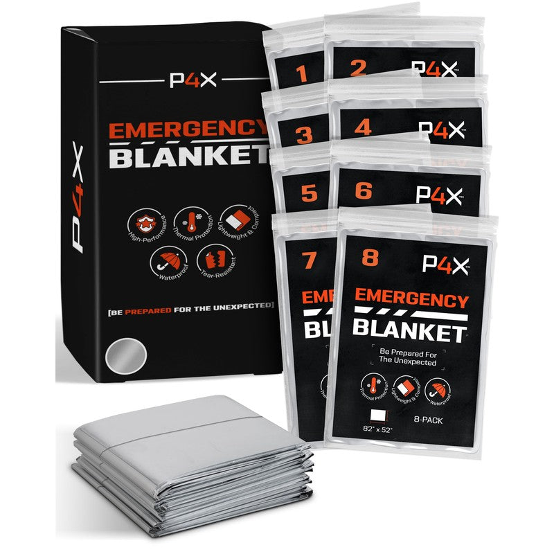 Prepared4x Prepared4X Mylar Emergency Blanket 8 Pack - Silver - $19.99 at BattlBox