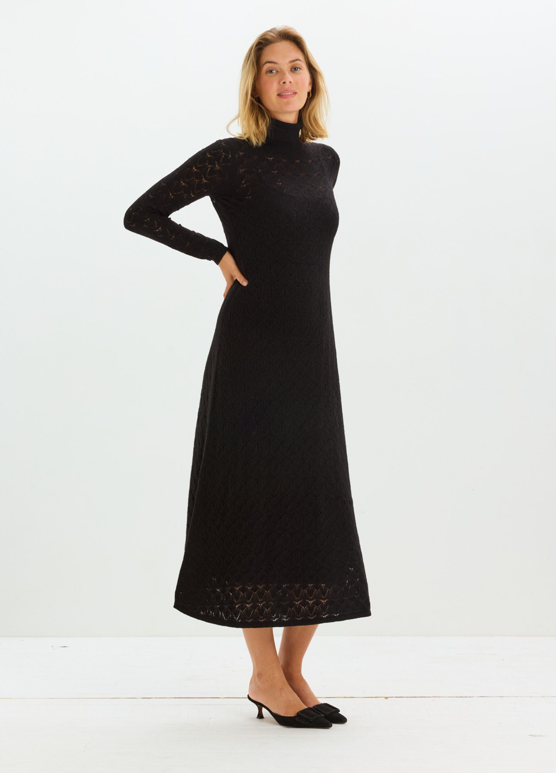 Bump City HATCH: The Luella Pointelle Dress (Black) - $298.00 at Bump City Nashville