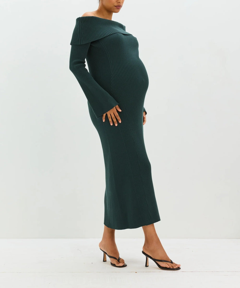 Bump City HATCH: The Off The Shoulder Sweater Dress (Pine) - $288.00 at Bump City Nashville