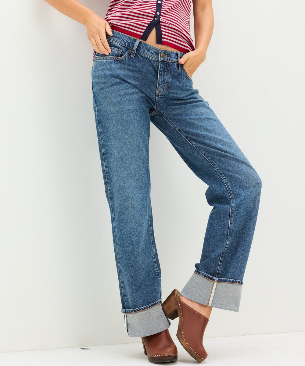 HATCH: The Relaxed Cuffed Maternity Jean (Dusty Blue)