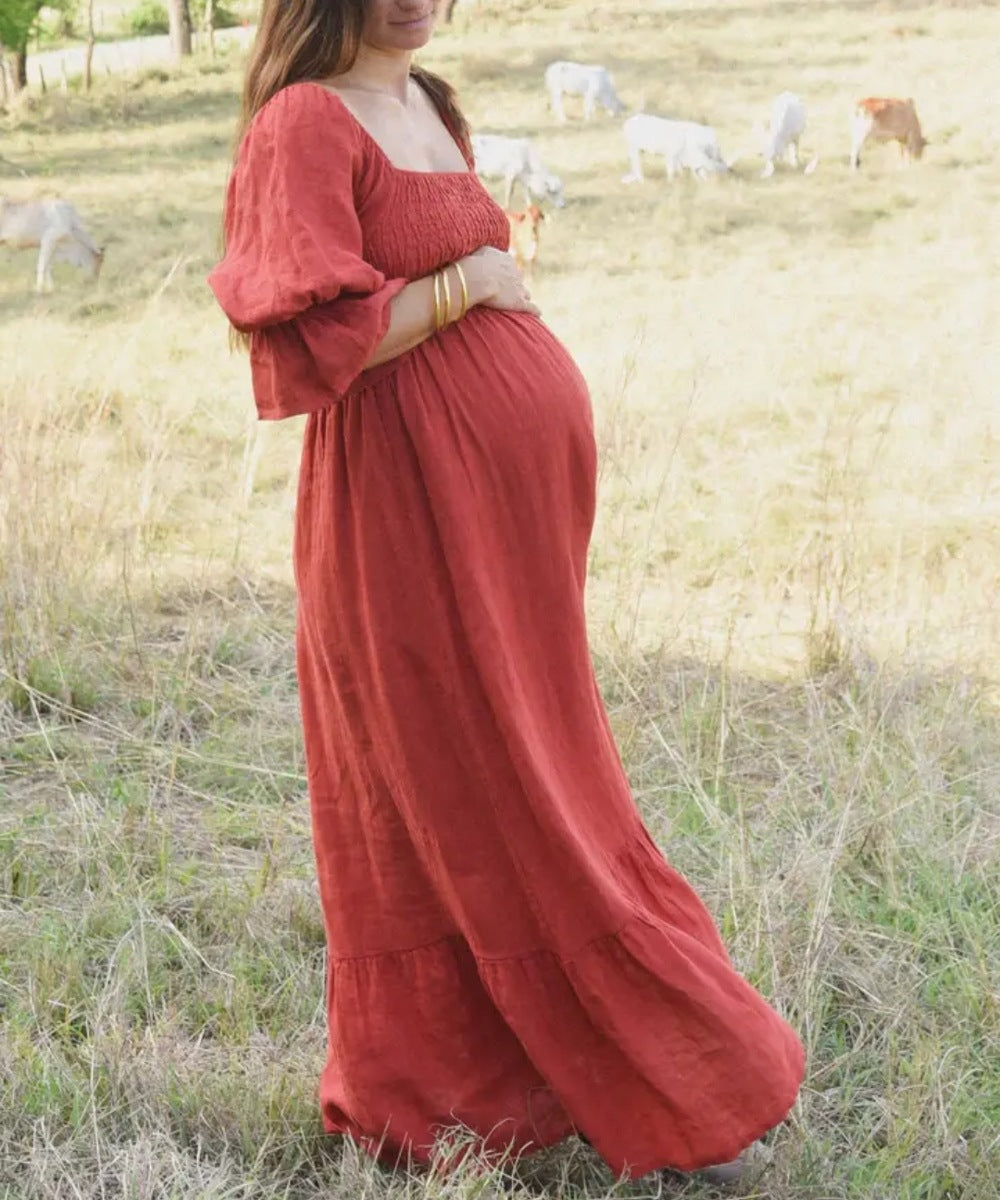 Bump City The Deia Dress (Pomegranate) - $228.00 at Bump City Nashville