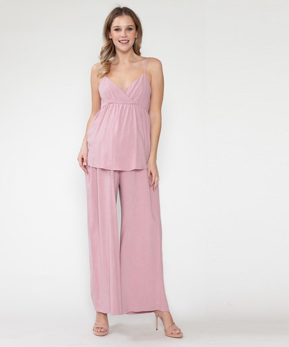 Tiff Marie Maternity Store The Linen Pant Set (Pink) - $108.00 at Bump City Nashville