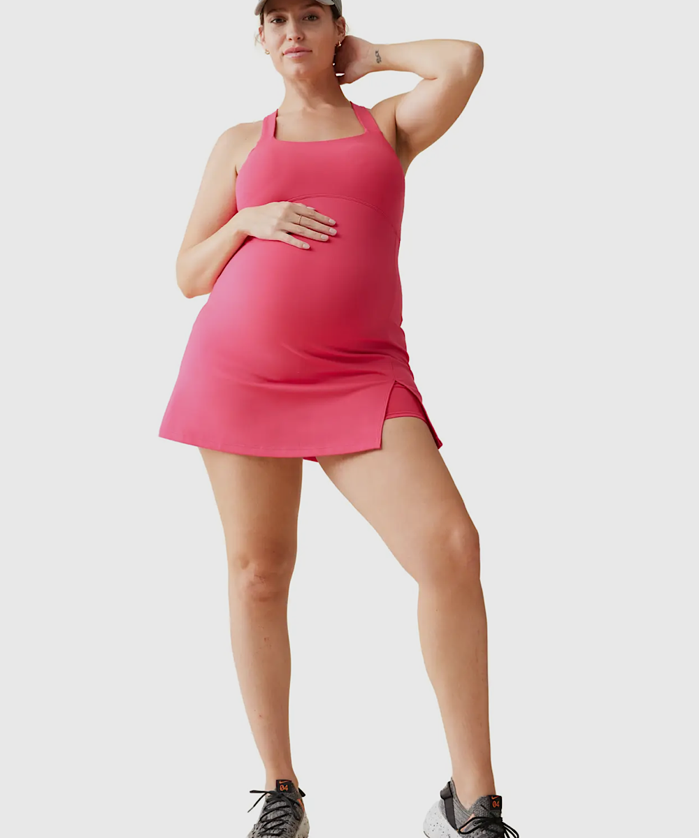 Bump City The Square Neck Active Dress (Berry) - $75.60 at Bump City Nashville