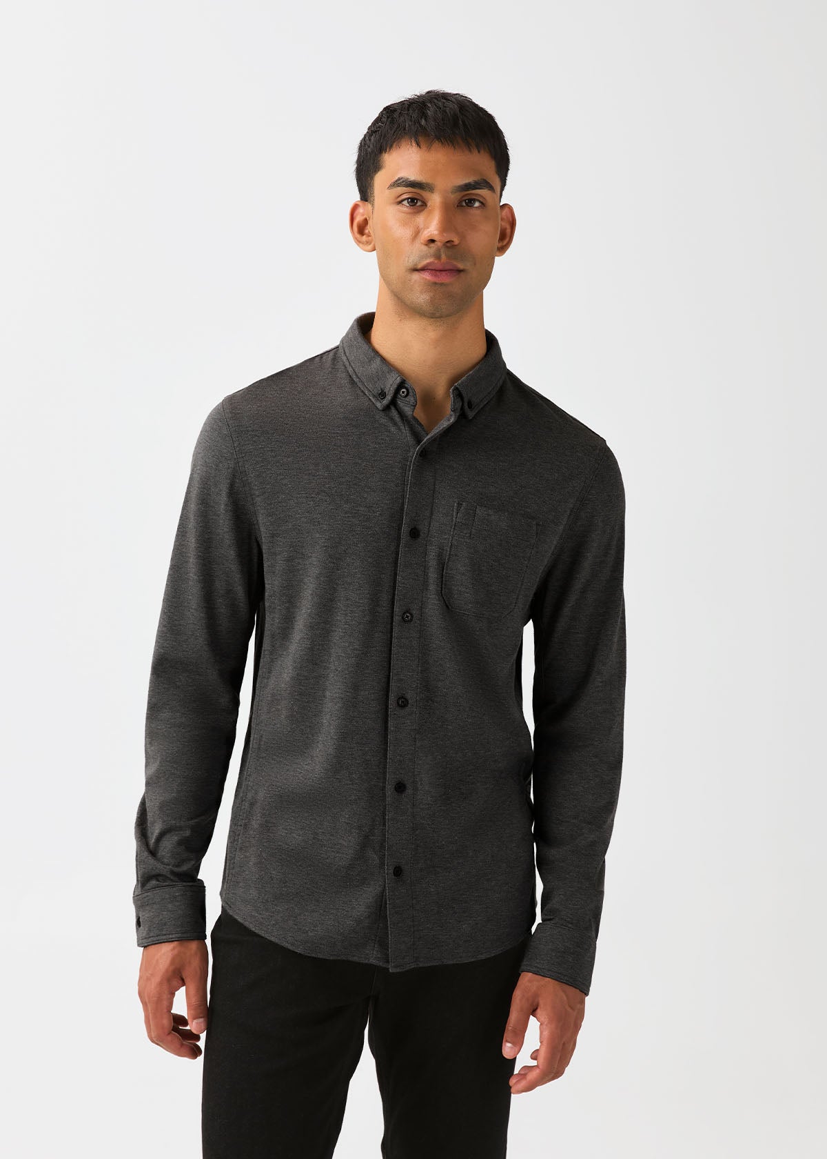 Performance Flannel Lite One-Pocket Shirt - Heather Black
