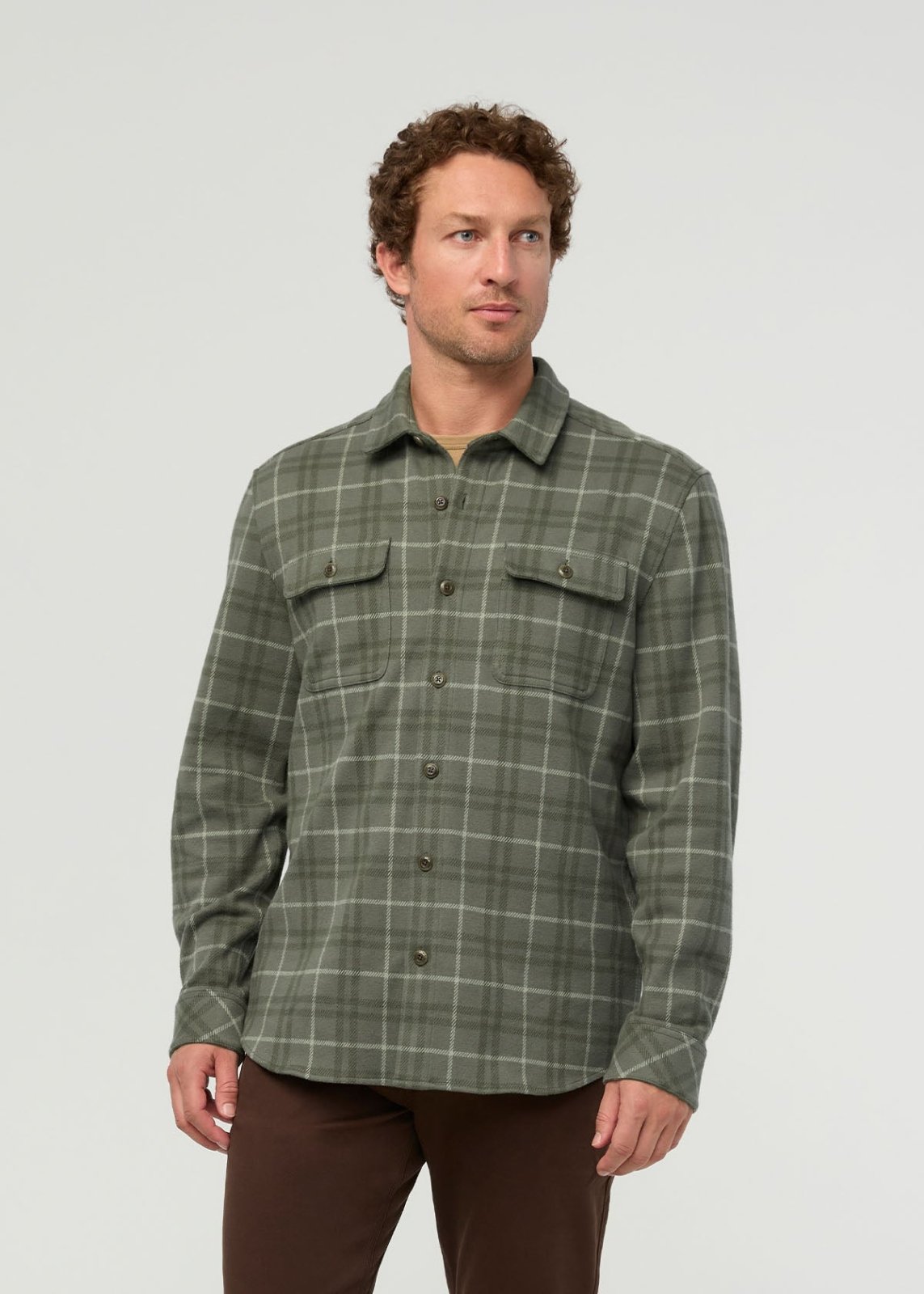 Performance Flannel Overshirt - Thyme Plaid