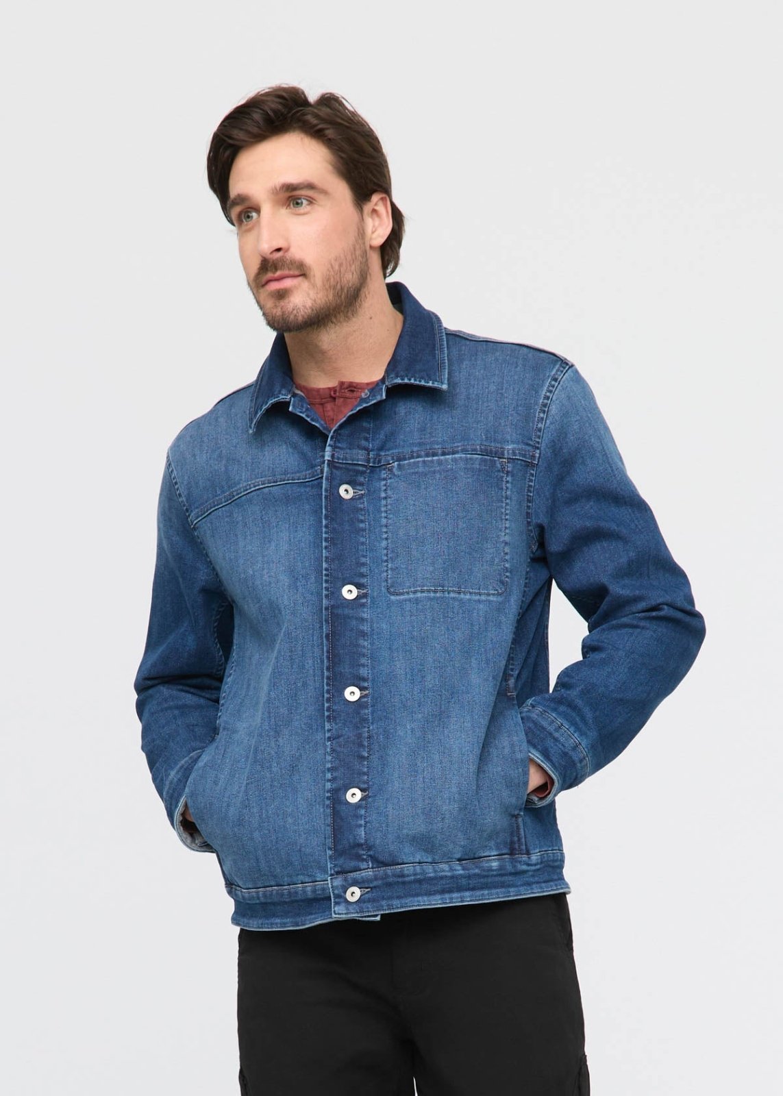 Duer Tech Fleece Denim Jacket - Classic Indigo - $169.00 at DUER