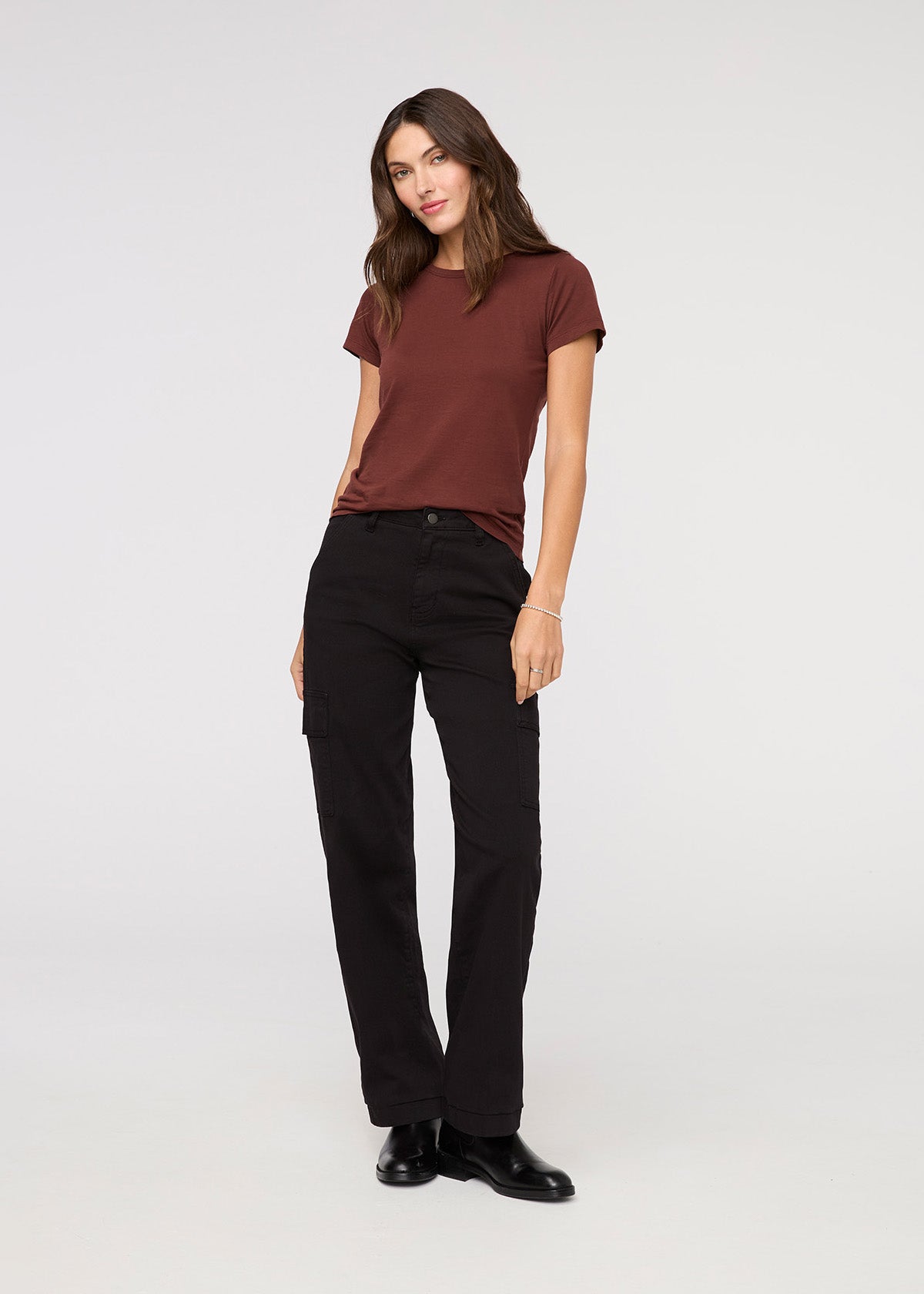 Duer Women's LuxTwill High Rise Cargo Pant - Black - $89.00 at DUER