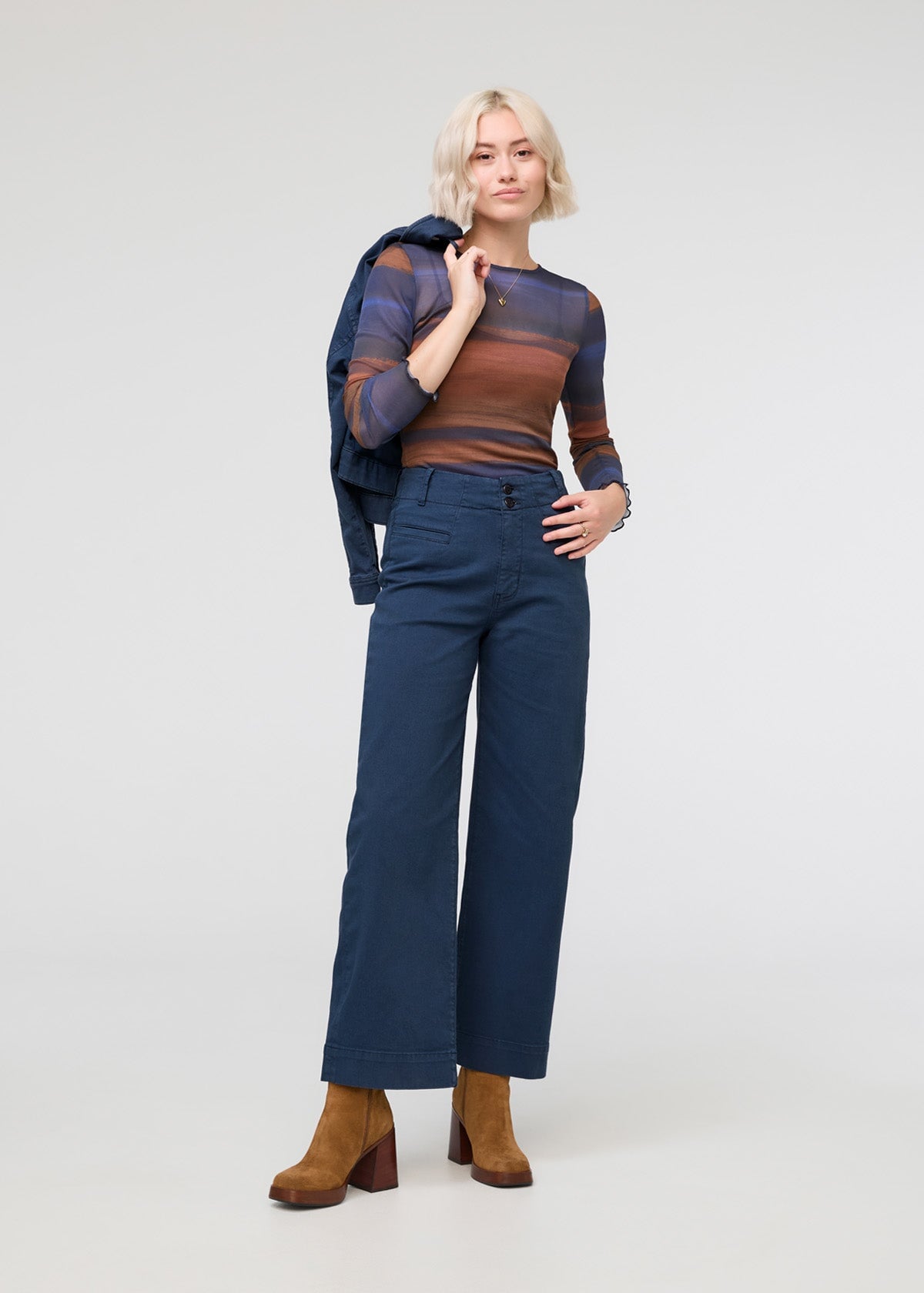 Duer Women's LuxTwill High Rise Trouser - Marine - $79.00 at DUER