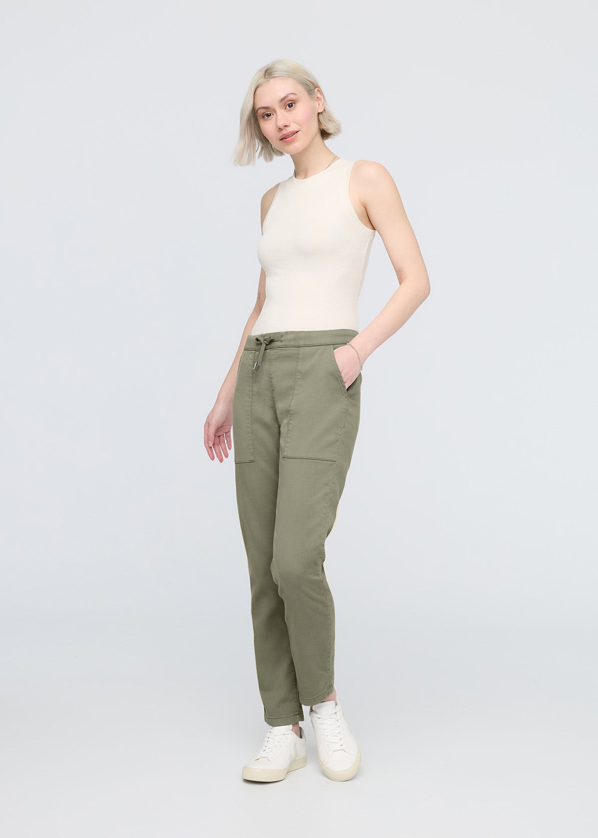 Duer Women's No Sweat Harbour Pant - Light Olive - $59.00 at DUER