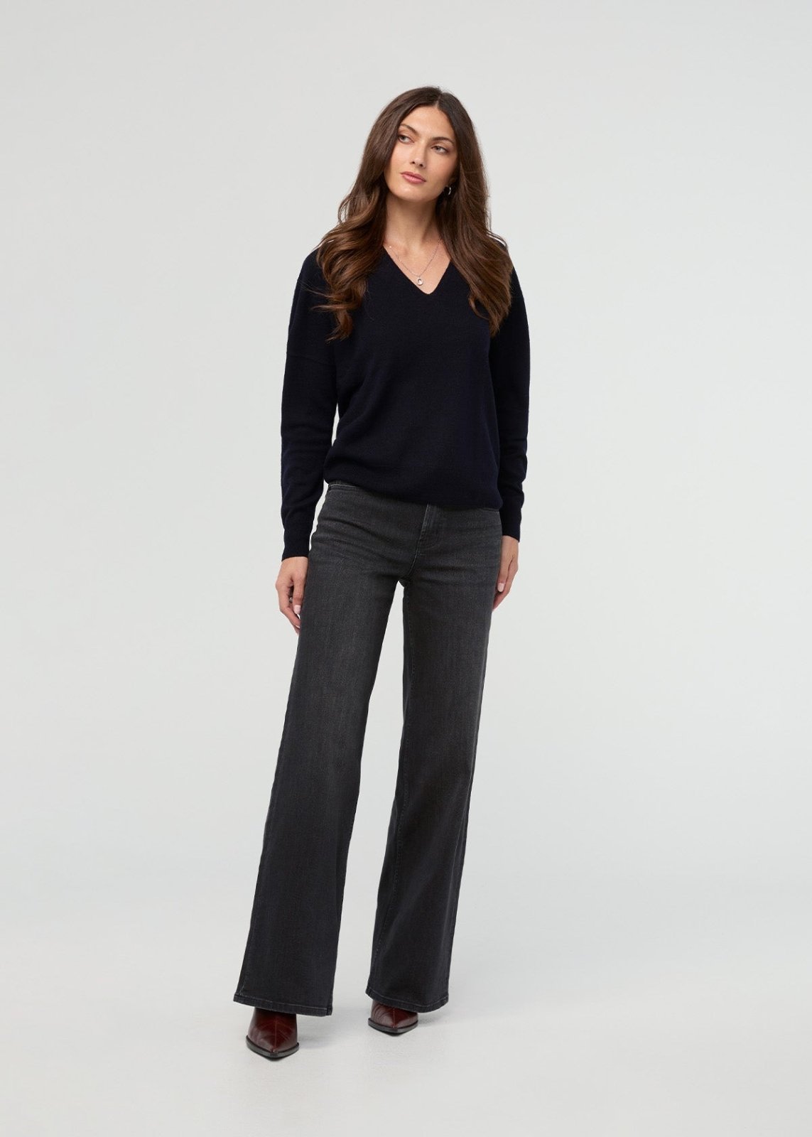 Duer Women's Performance Denim+ High Rise Wide Leg - Faded Black - $129.00 at DUER