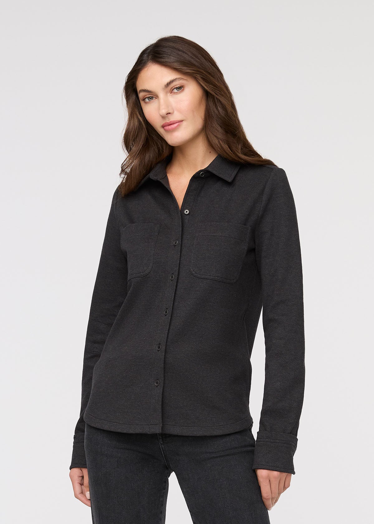 Duer Women's Performance Flannel Button Down - Heather Black - $119.00 at DUER