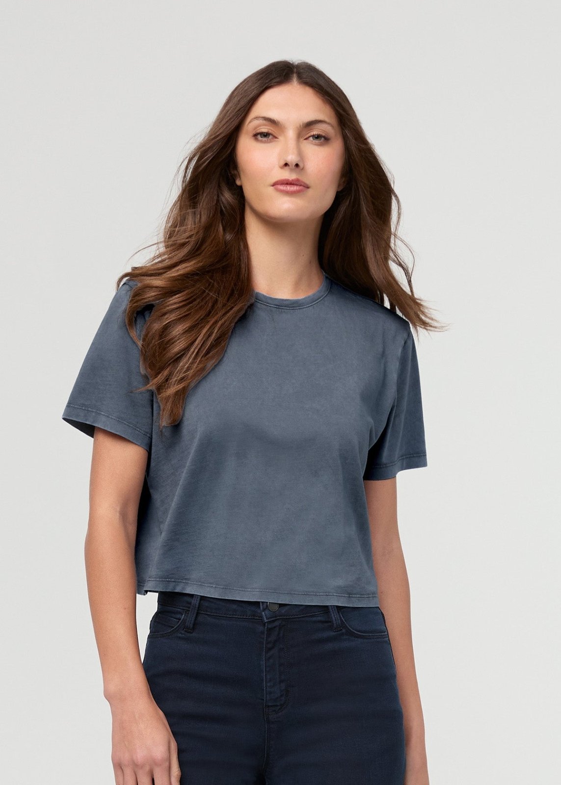 Duer Women's PurePima Boxy Tee - Washed Stone Blue - $45.00 at DUER