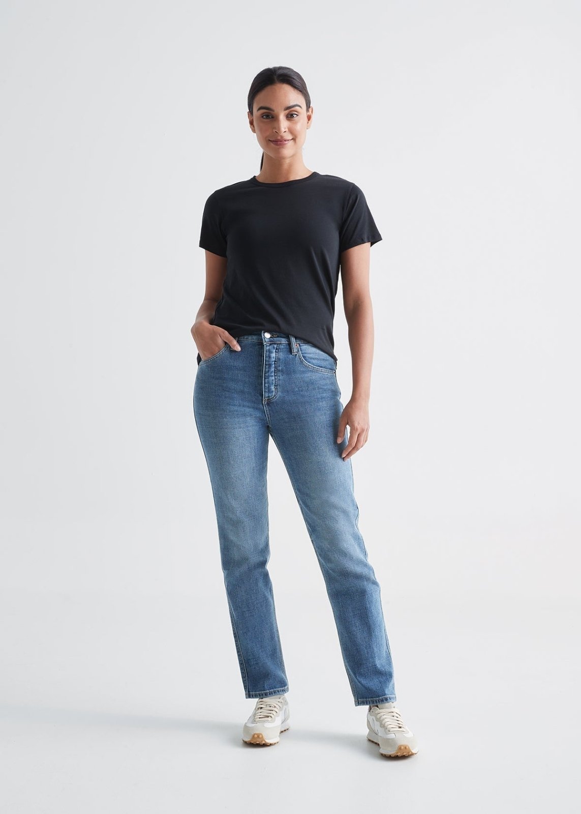 Duer Women's Midweight Denim High Rise Straight (Button Fly) - Vintage - $84.00 at DUER