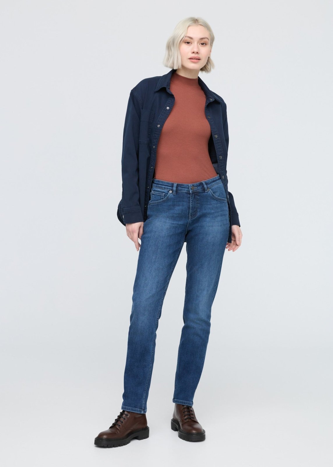 Duer Women's Tech Fleece Denim Girlfriend Jean - Classic Indigo - $104.00 at DUER