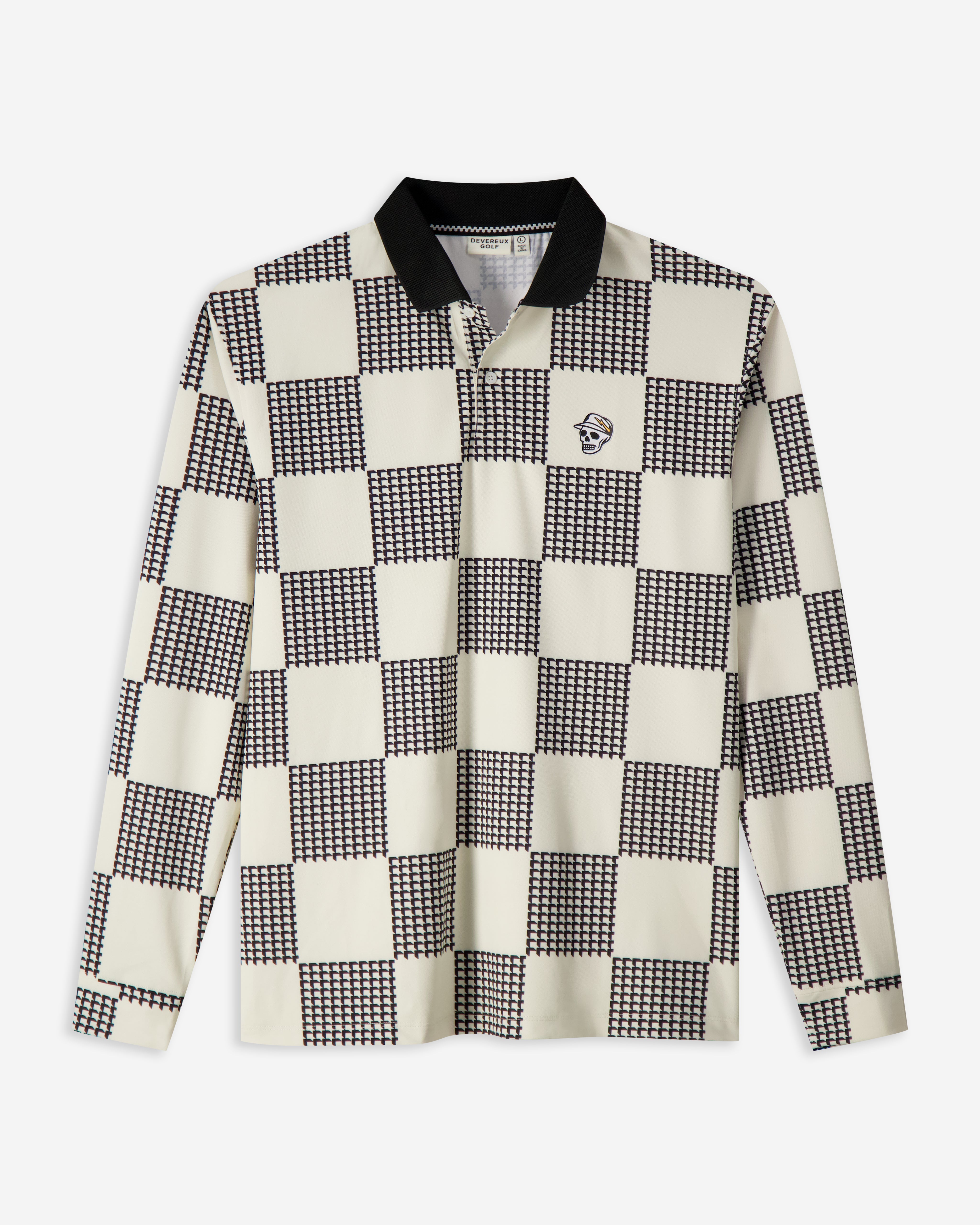 Devereux Back9 Checker Polo - Black / White - $78.00 at Devereux Golf