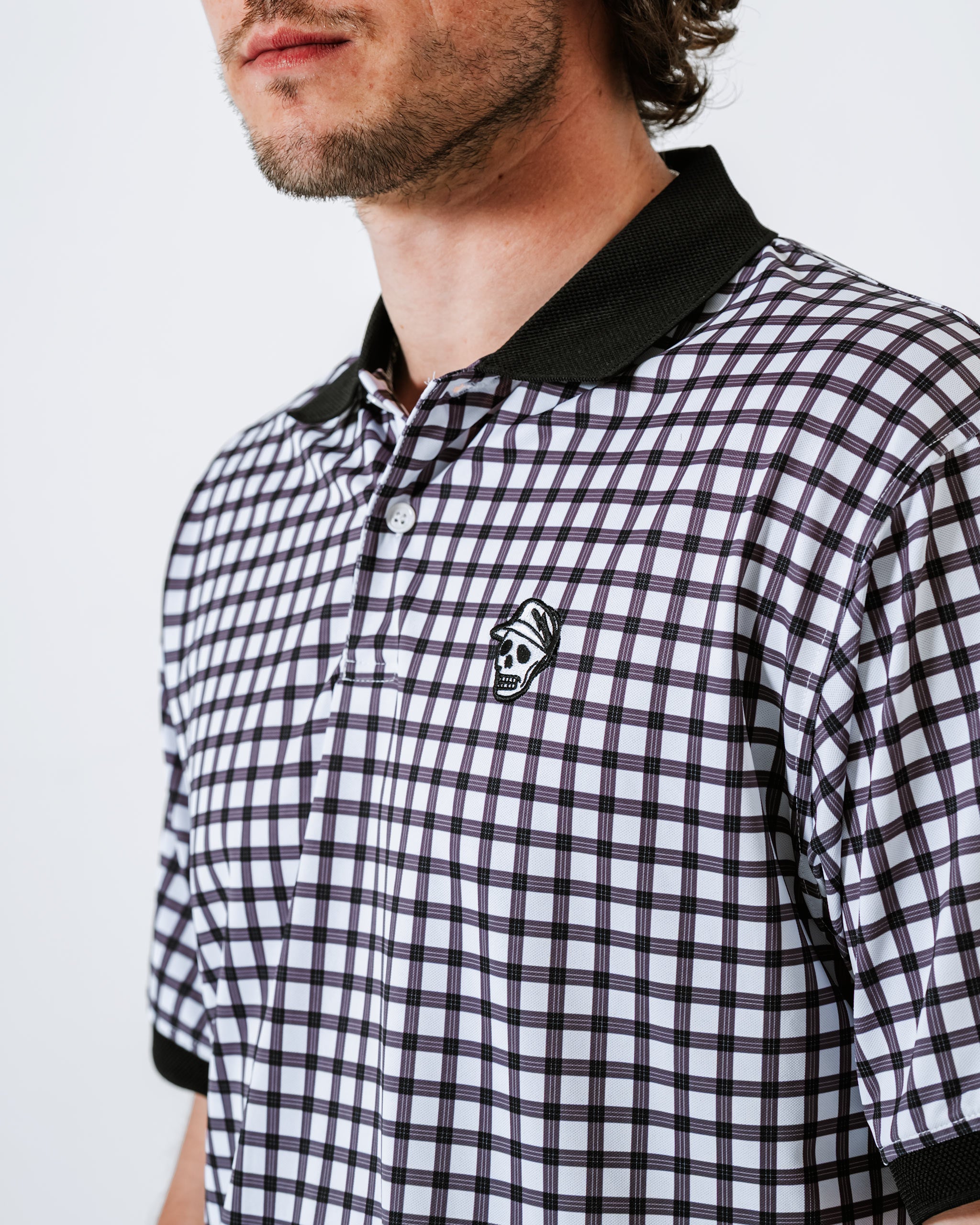 Devereux Gingham Polo - Black / White - $74.00 at Devereux Golf