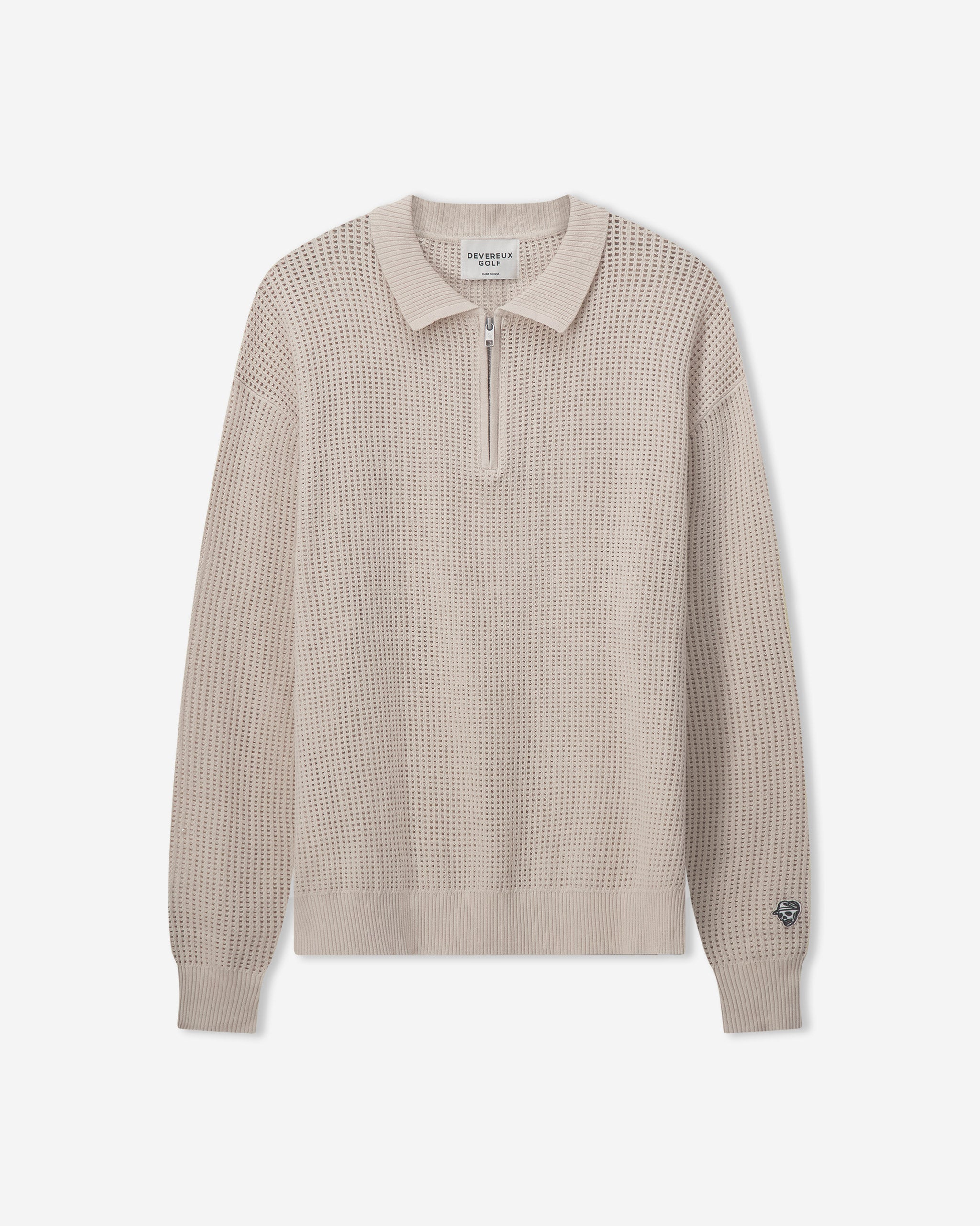Devereux Loose Knit Quarter Zip Polo - Mineral - $98.00 at Devereux Golf