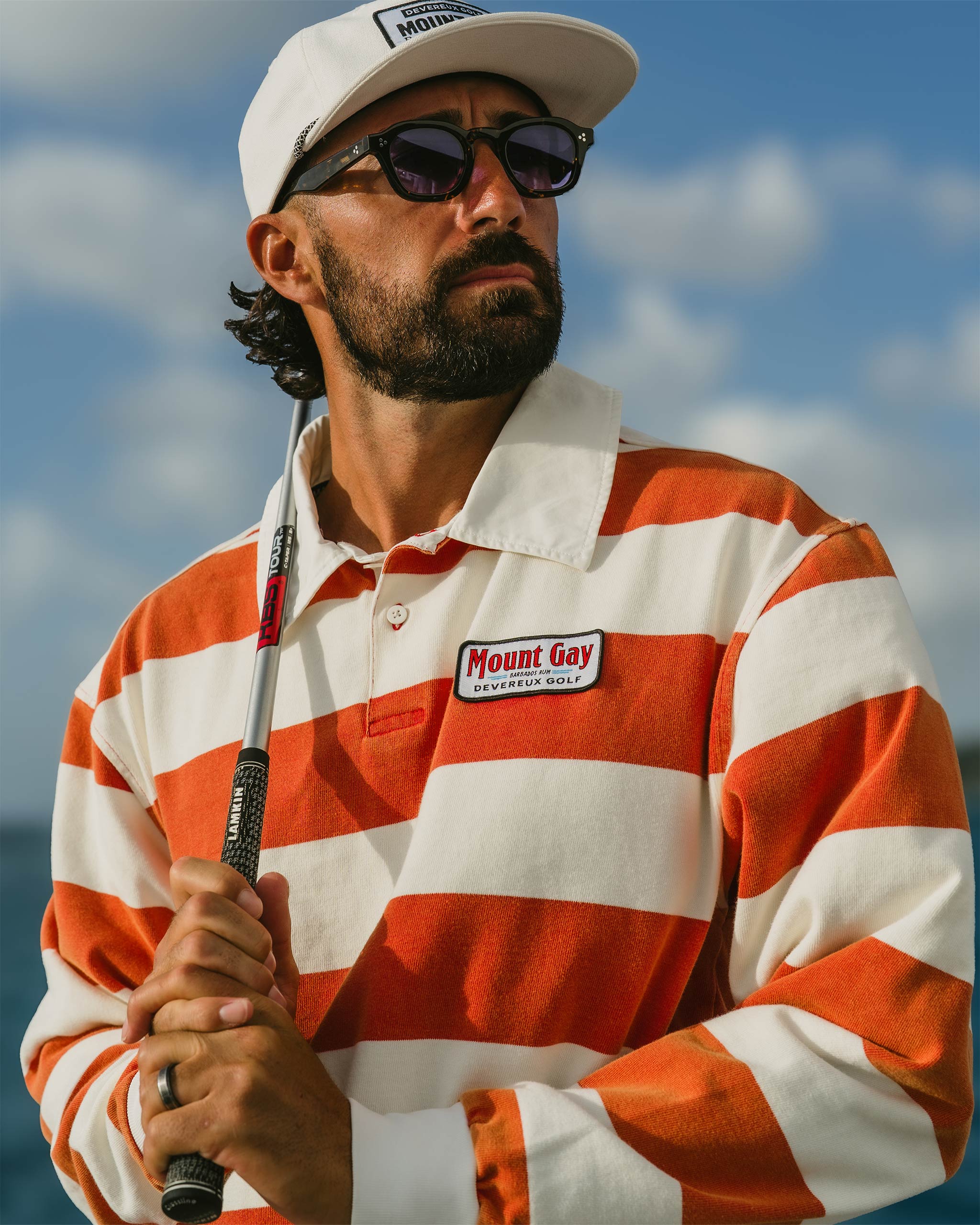 Devereux Old Salt LS Polo - Red / White - $124.00 at Devereux Golf