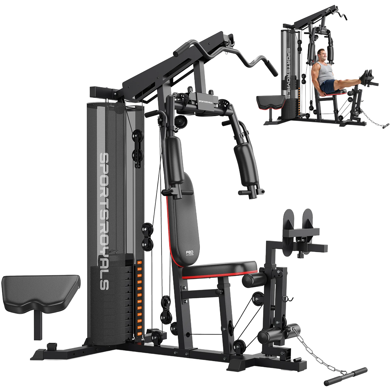 FED Fitness Sportsroyals Series MW1 Weight-Stack Multi-Functional Home Gym Station