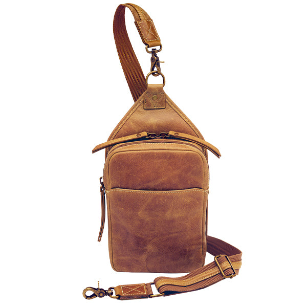 GTMoriginals Compact Concealed Carry Sling Crossbody USA Buffalo Leather GTM-CZY/106 Caramel - $159.95 at GTM Original
