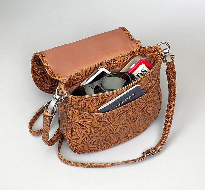 Studded Flap Concealed Carry Bag USA Debossed Leather GTM-16