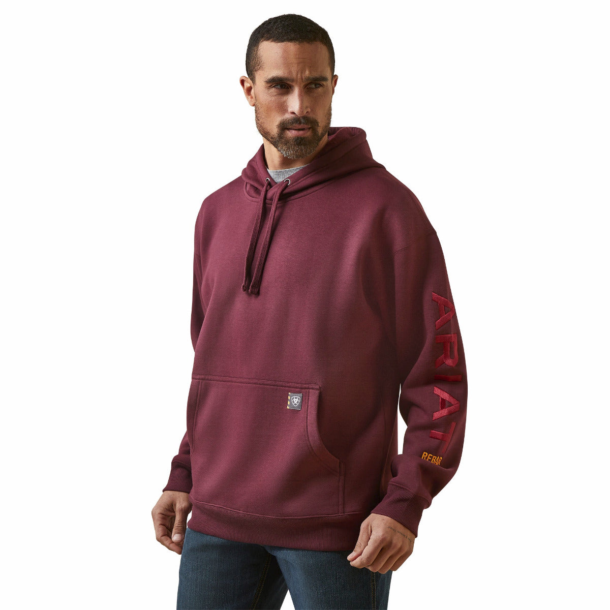 Ariat Ariat 10046663 Men's Rebar Workman Graphic Hoodie - Malbec/Brick Red - $64.95 at Getzs