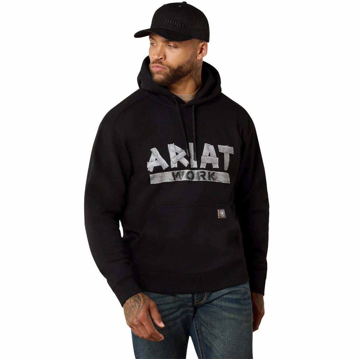 Ariat Ariat 10071151 Men's Rebar Lightweight Duct Logo Hoodie - Black - $54.95 at Getzs