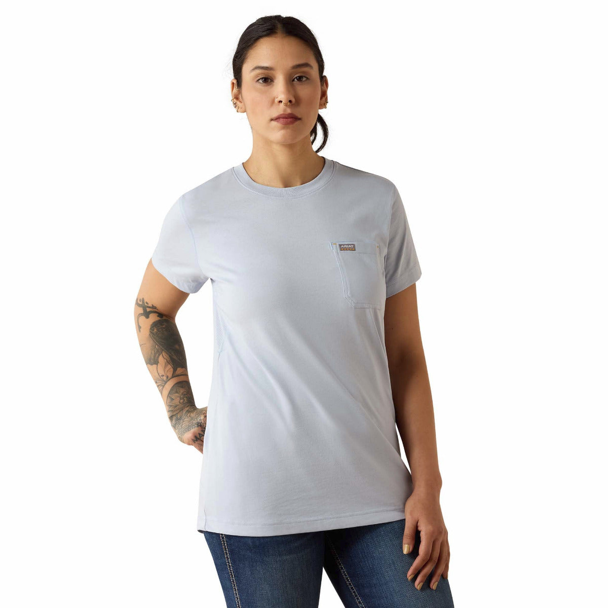 Ariat 10071339 Women's Rebar Lightweight Workhog Short Sleeve T-Shirt - Subdued Blue