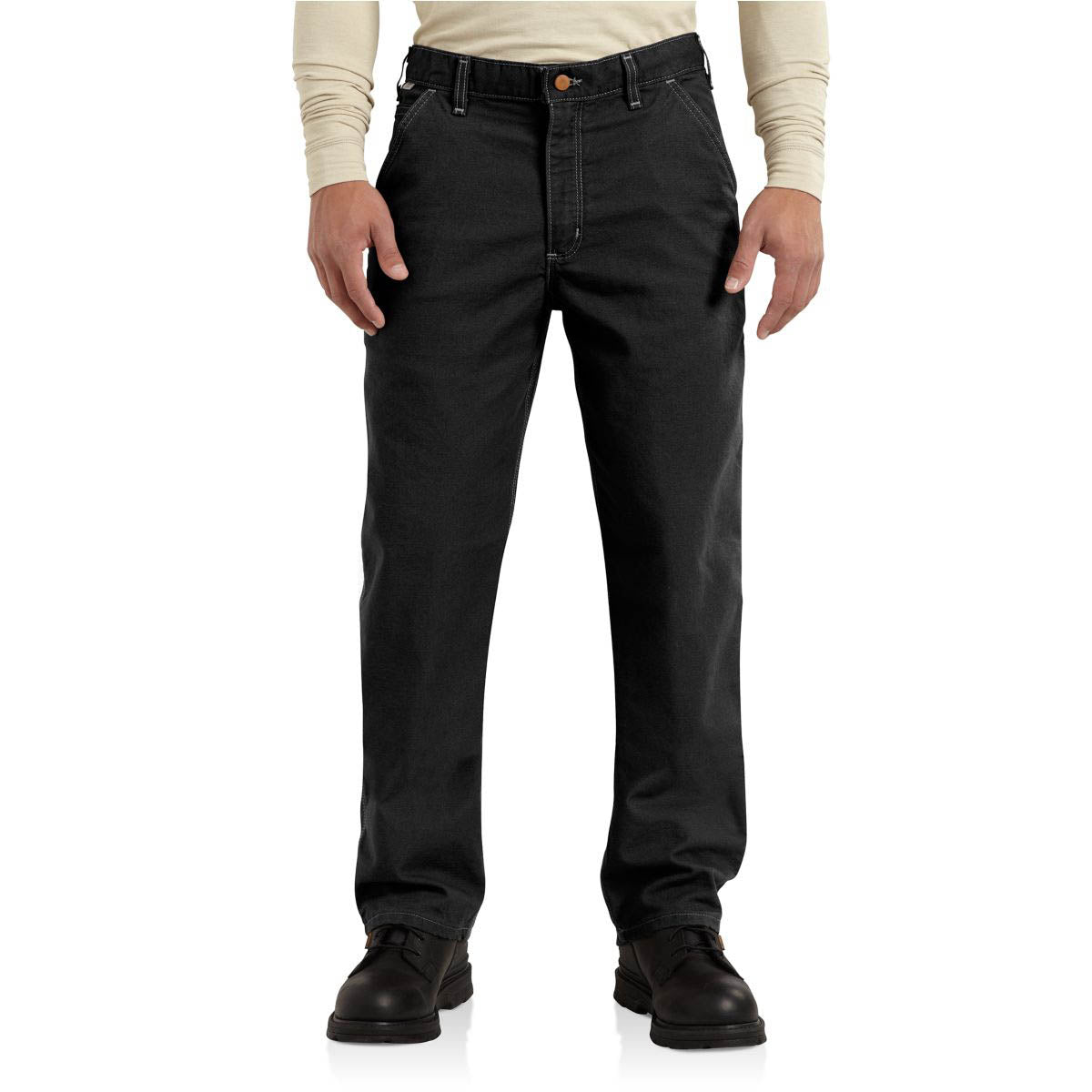 Carhartt Carhartt 100791-001 Men's Flame-Resistant Washed Duck Work Dungaree - Black - $94.99 at Getzs