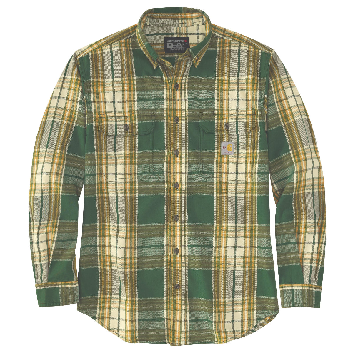 Carhartt 104507-F25 Men's Flame Resistant Force Rugged Flex Loose Fit Midweight Twill Plaid Shirt