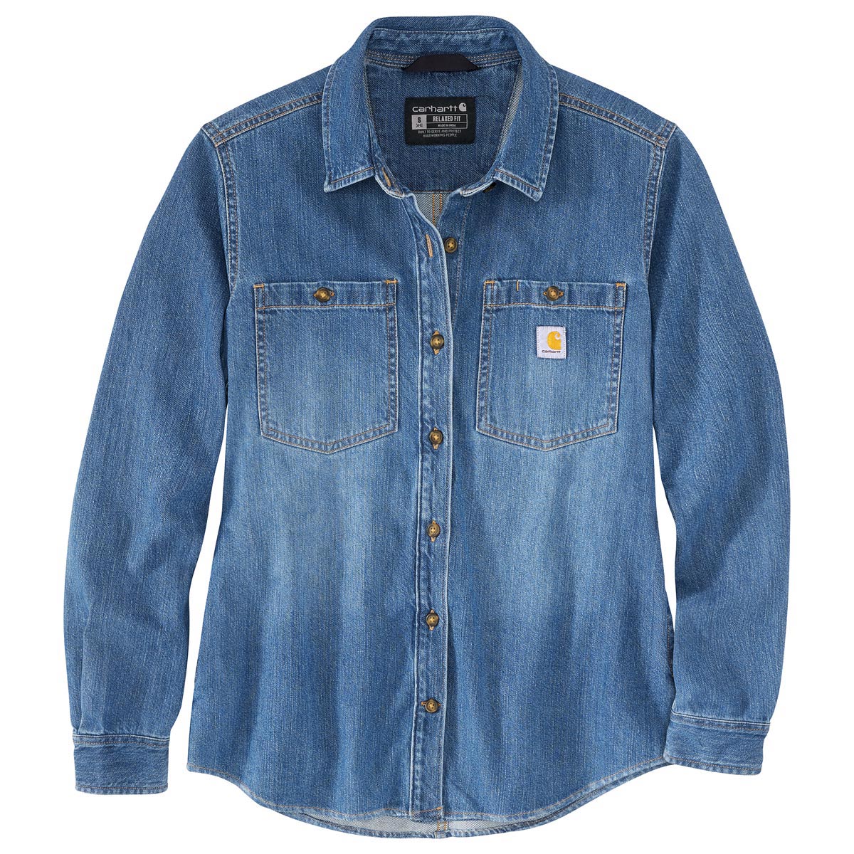 Carhartt 105492 Women's Relaxed Fit Midweight Denim LS Shirt