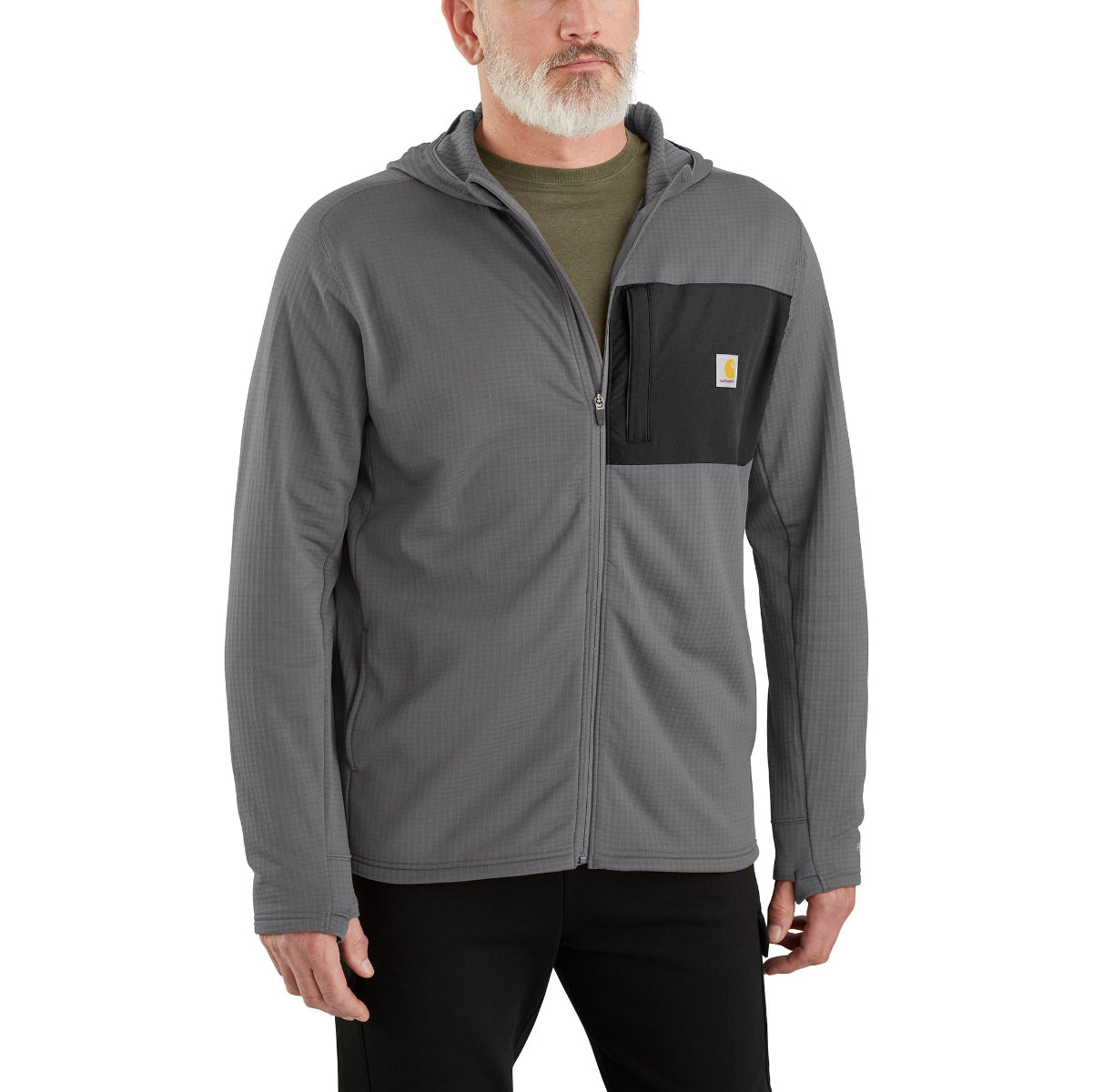 Carhartt Carhartt 106625 Men's Force Relaxed Fit Full-Zip Long-Sleeve Hooded T-Shirt - $74.99 at Getzs