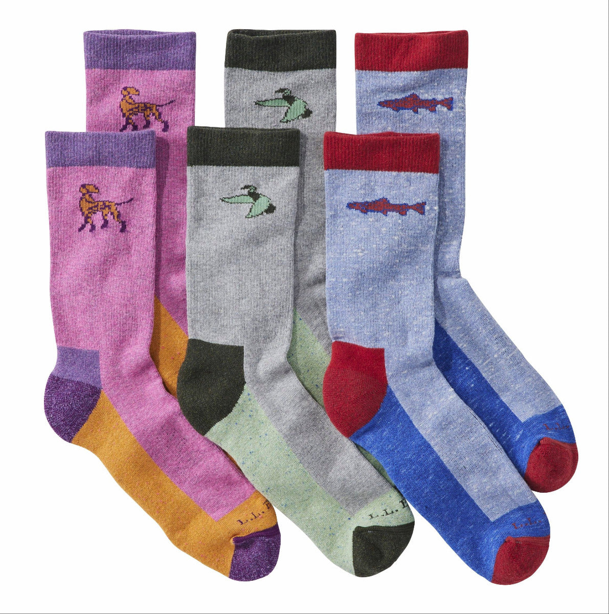 L.L.Bean 526893 Unisex Wicked Soft Cotton Sock-Animal Gift Set 3 Pack