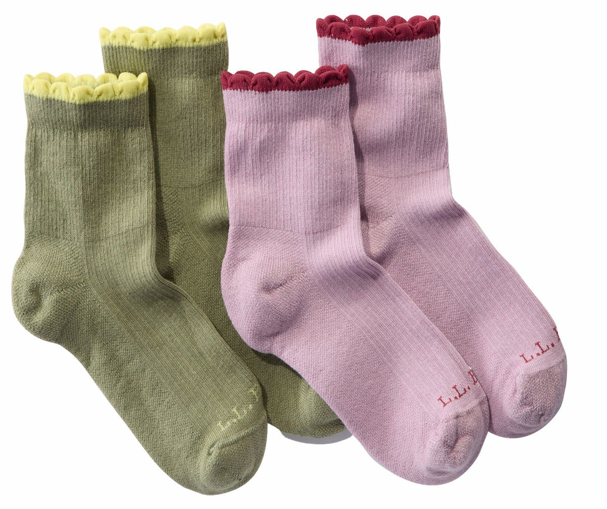 L.L.Bean L.L.Bean 527513 Women's Scalloped Edge Micro Crew Sock 2 Pack - $32.95 at Getzs
