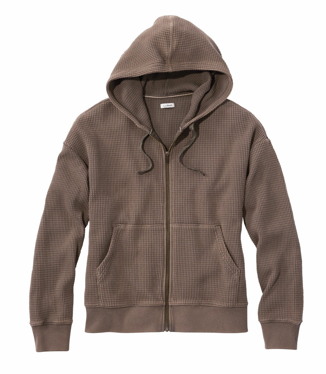 L.L.Bean 528332 Women's Sunwashed Waffle Full Zip Hoodie