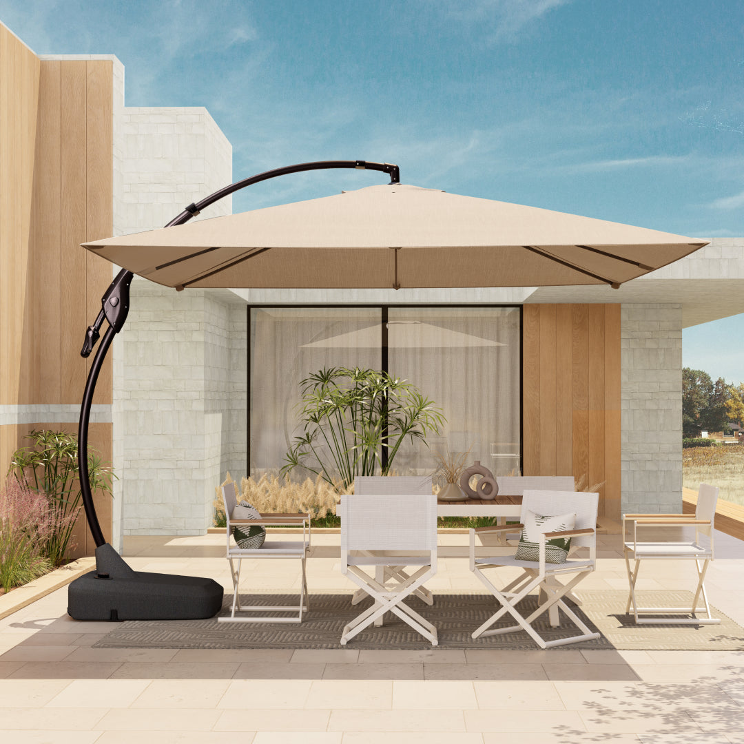 Grand Patio 10x10 FT Square Patio Cantilever Umbrella, Deluxe Curvy Offset Umbrella with Base(No Umbrella Cover) - $359.99 at Grand Patio