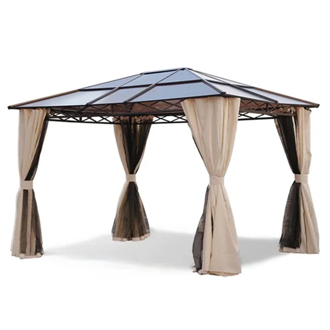 Grand Patio 10x12 FT Hardtop Gazebo with Netting and Curtains - Metal Aluminum Frame - $399.99 at Grand Patio