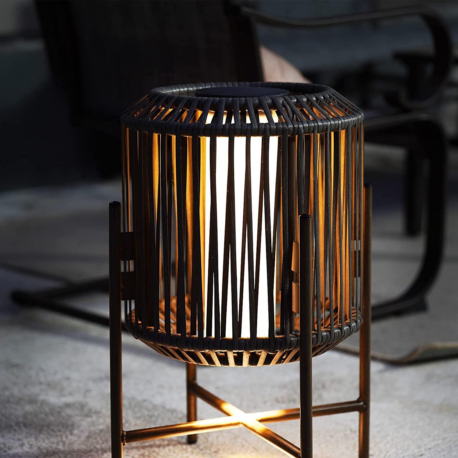 Grand Patio 22" Resin Wicker Steel Modern Outdoor Integrated LED Solar Floor Lamp - $89.99 at Grand Patio