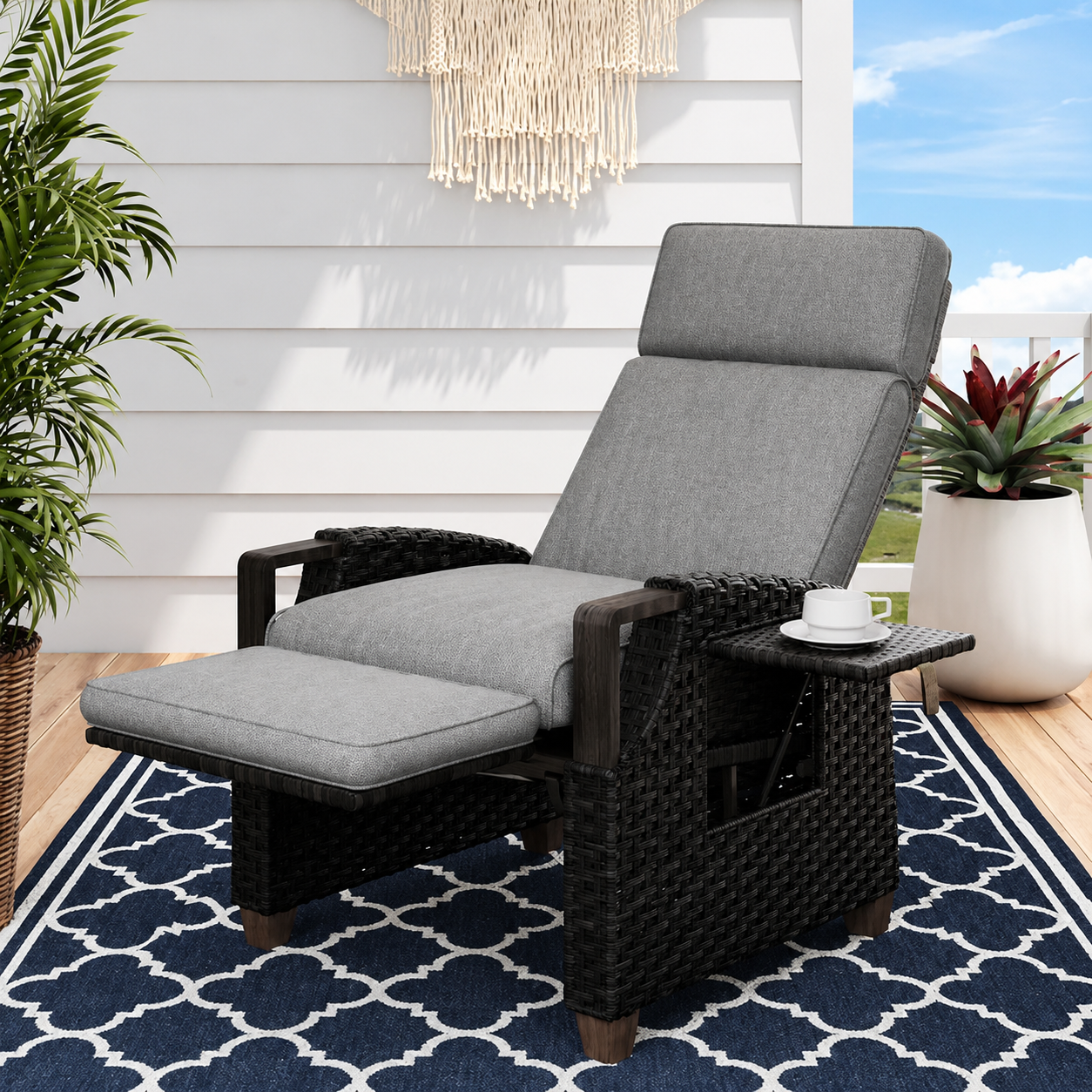 Grand Patio Moor Classic Wicker Recliner with Air-Pump Adjustment and Independently Adjustable Backrest and Footrest - $299.99 at Grand Patio