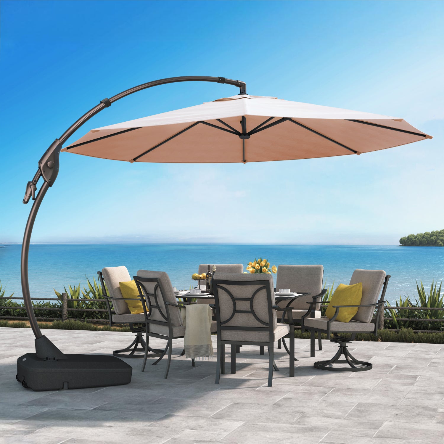 Grand Patio 12 FT Deluxe NAPOLI SUNBRELLA Cantilever Umbrella with Umbrella Cover - $499.99 at Grand Patio