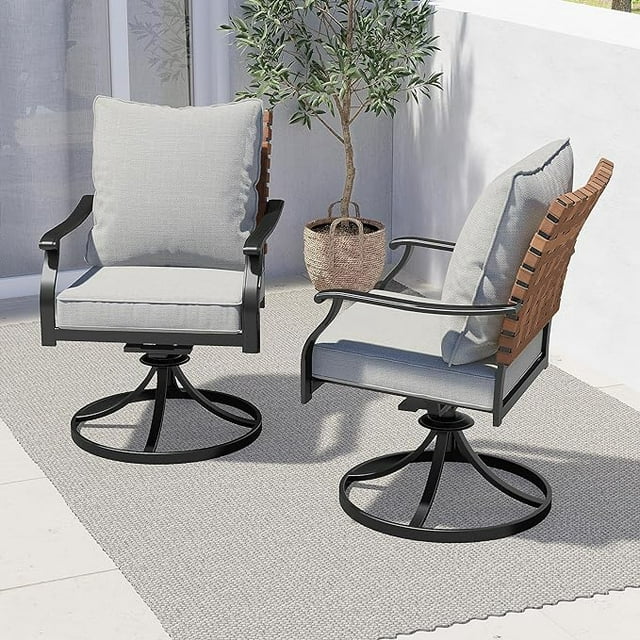 Grand Patio Outdoor Dining Chair, Steel Leather-Look Wicker 360-Degree Swivel Patio Chair - $339.99 at Grand Patio