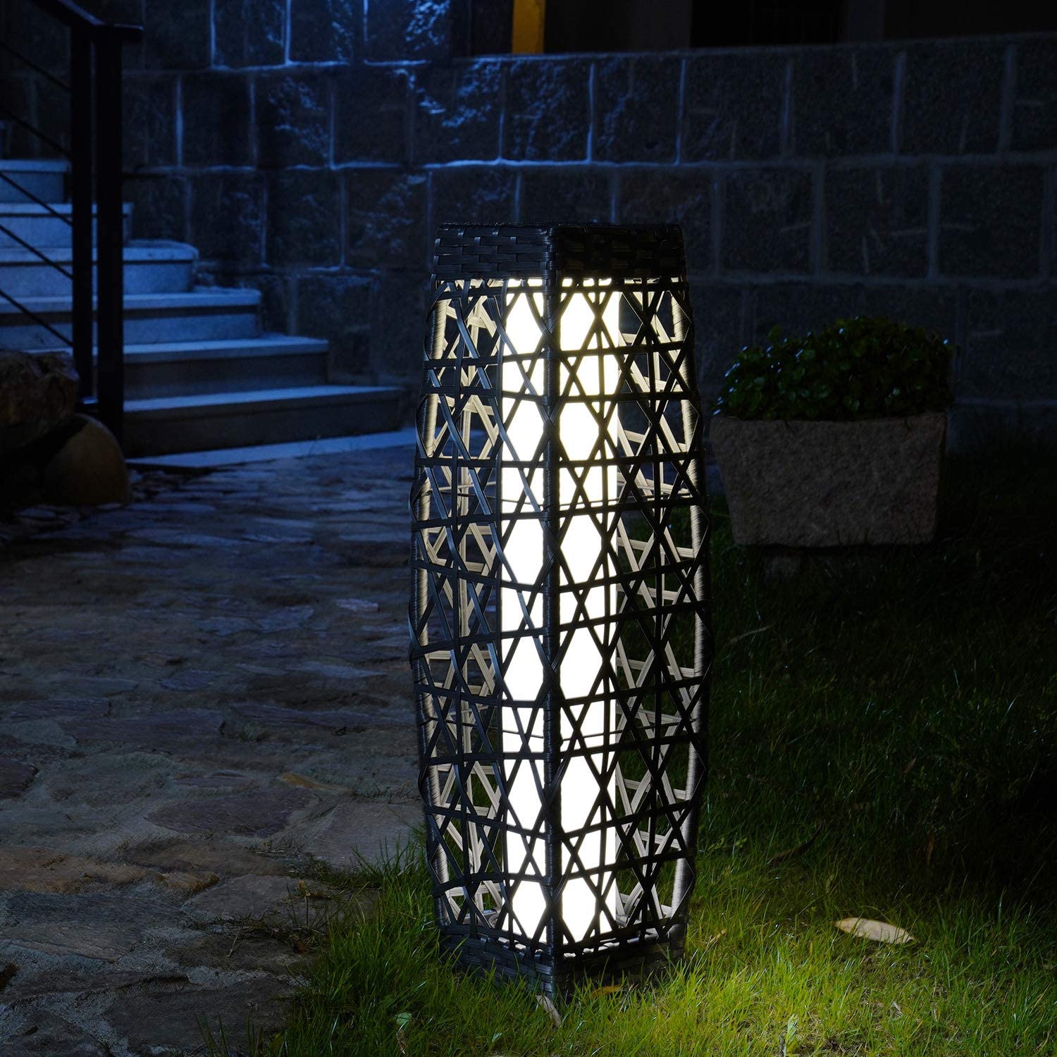 Grand Patio Cindy Solar Lamp, Solar-Powered Woven Resin Wicker Floor Lamp - $84.99 at Grand Patio