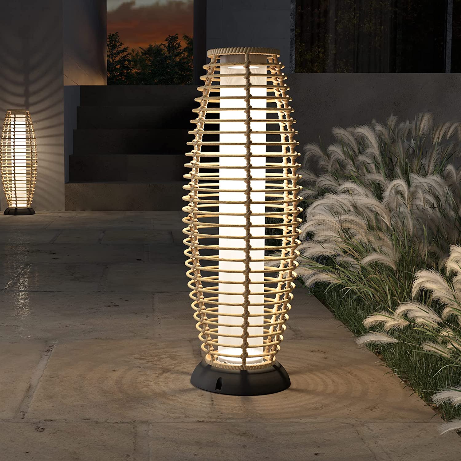 Grand Patio Floor Lamp Outdoor Lamp Patio Lights Solar Powered Lantern Weather–Resistant Rattan Deck Lights, Lamp Large-Sized for Garden - $99.99 at Grand Patio