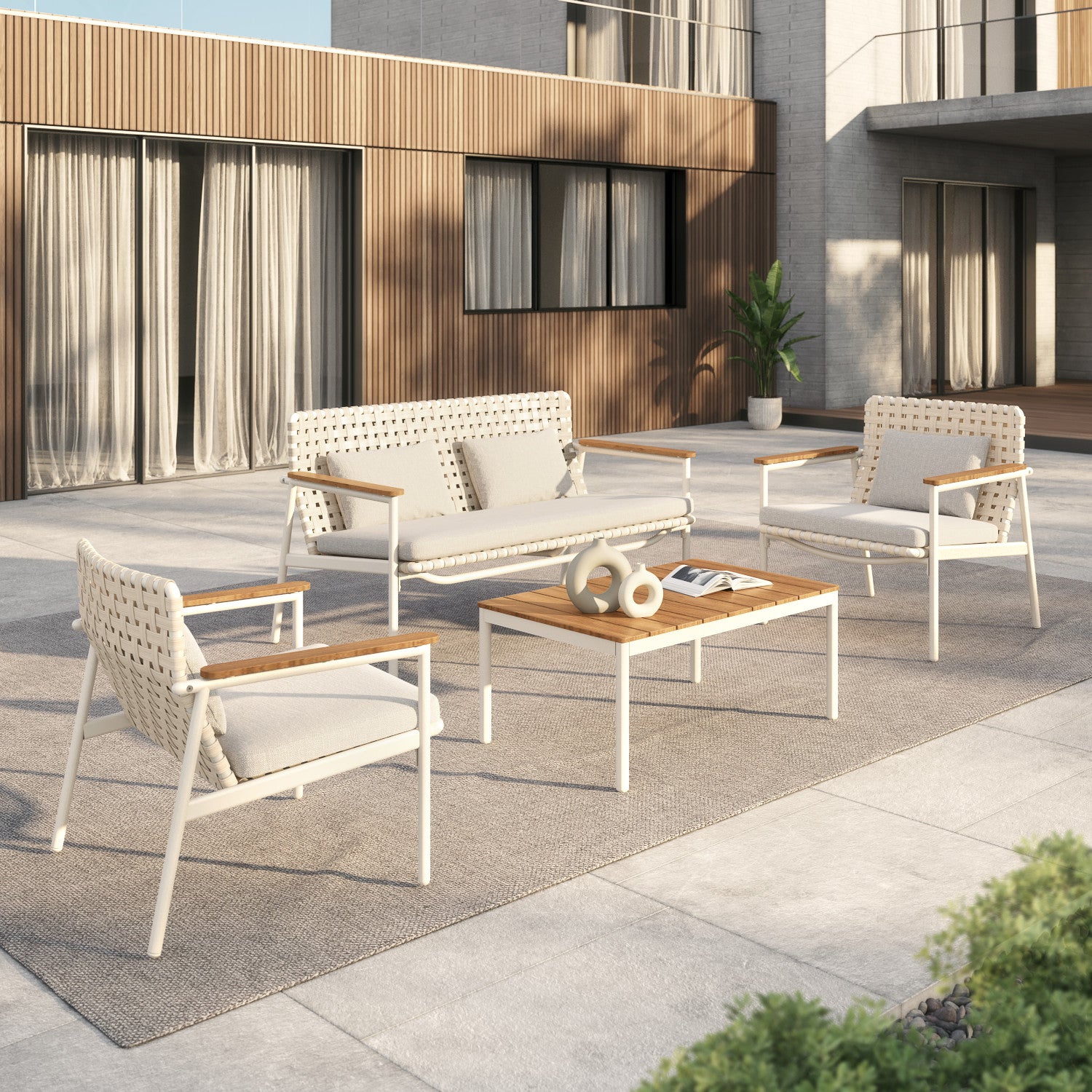 Grand Patio 4-Seat Conversation Sofa Set, Kennae Wicker Outdoor Patio Furniture with Cushions - $239.99 at Grand Patio
