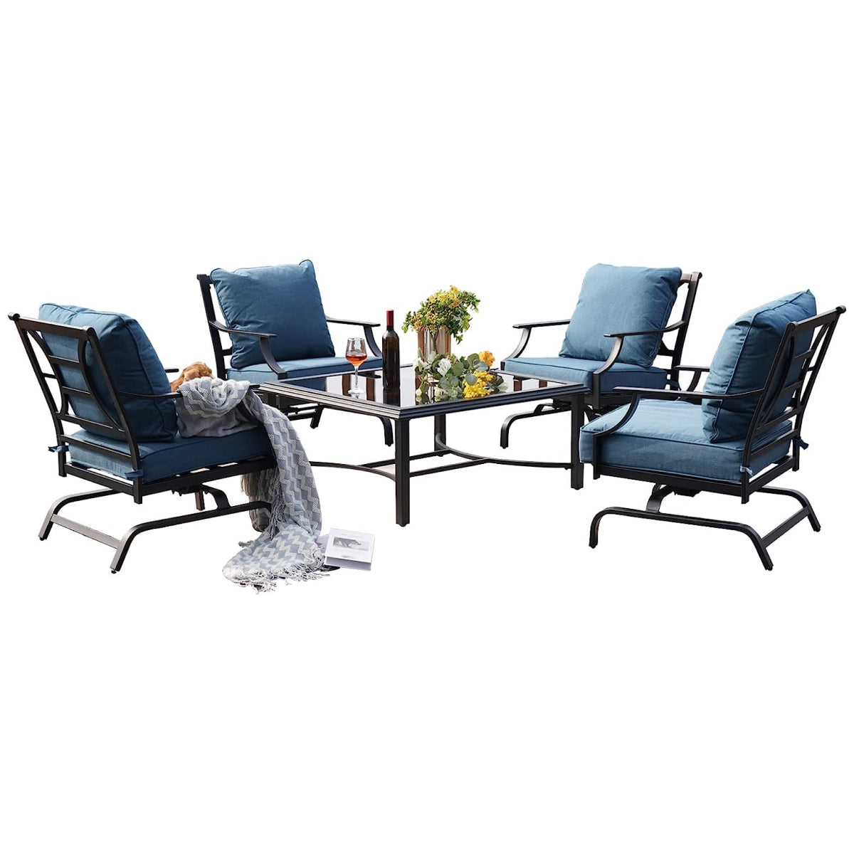 Grand Patio Newport Set Patio Furniture Set Outdoor Steel Motion Conversation Set - $649.99 at Grand Patio