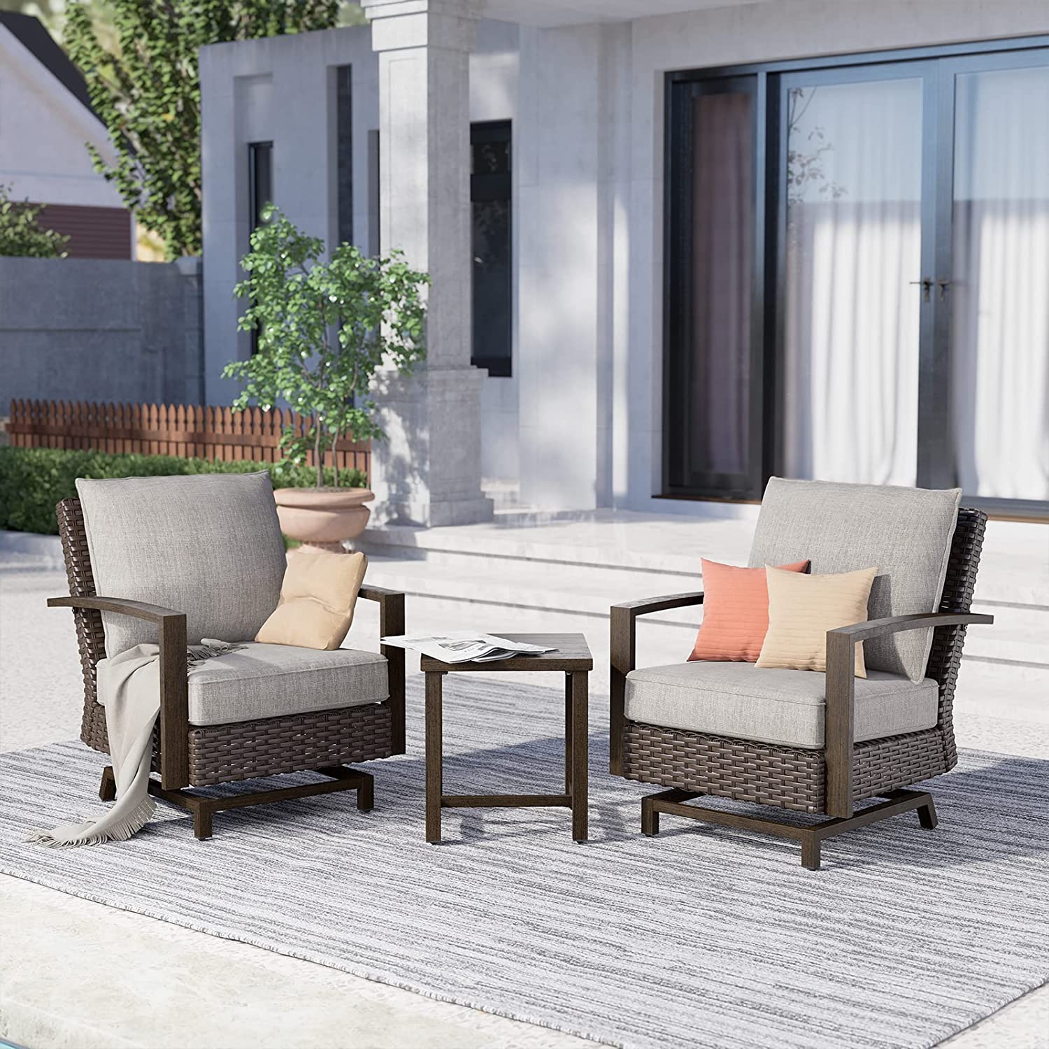 Outdoor Aluminum Conversation Sofa Sets, Rattan Furniture Set