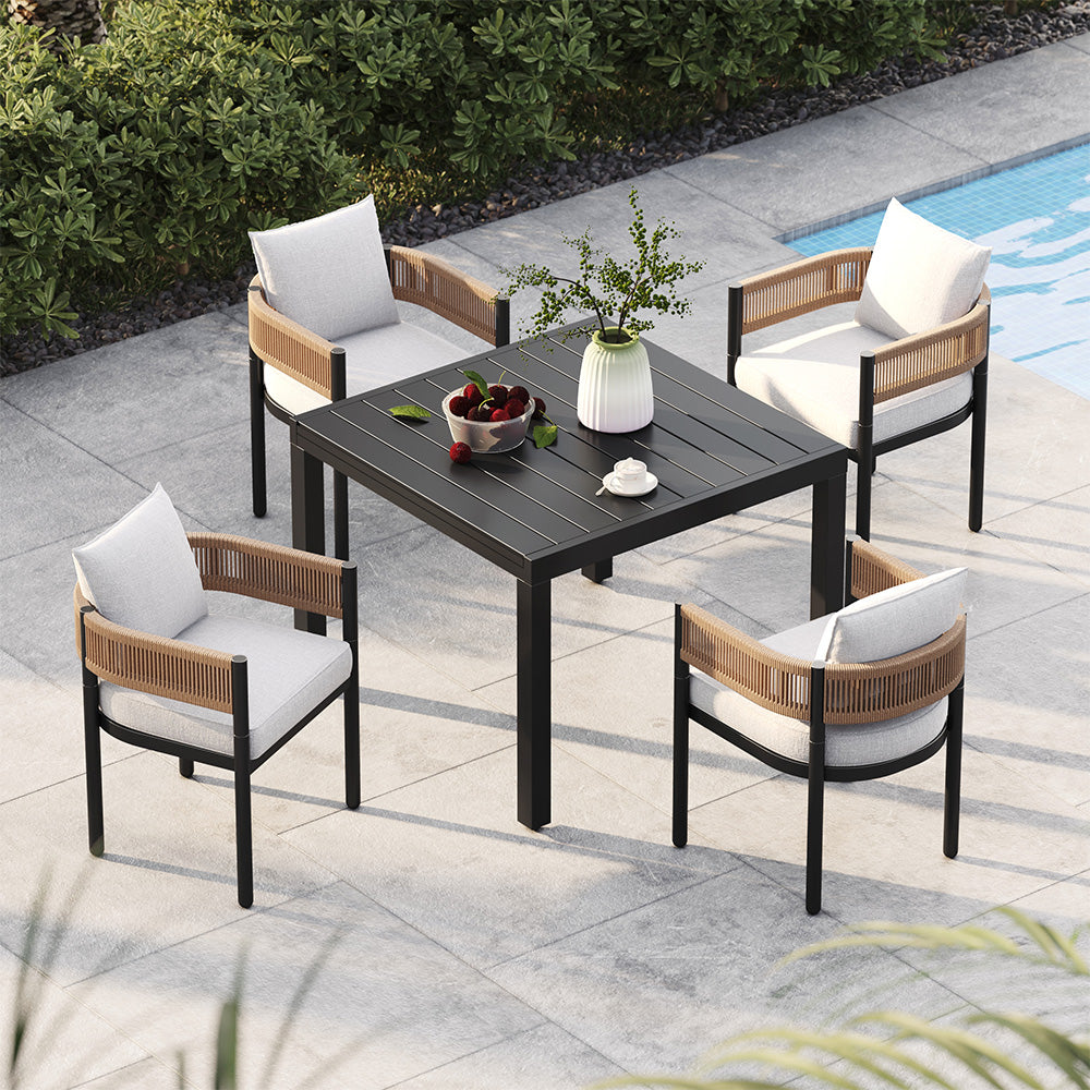 Grand Patio Outdoor Dining Chair Set, Metal Woven Wicker Fixed Patio Chairs - $599.99 at Grand Patio