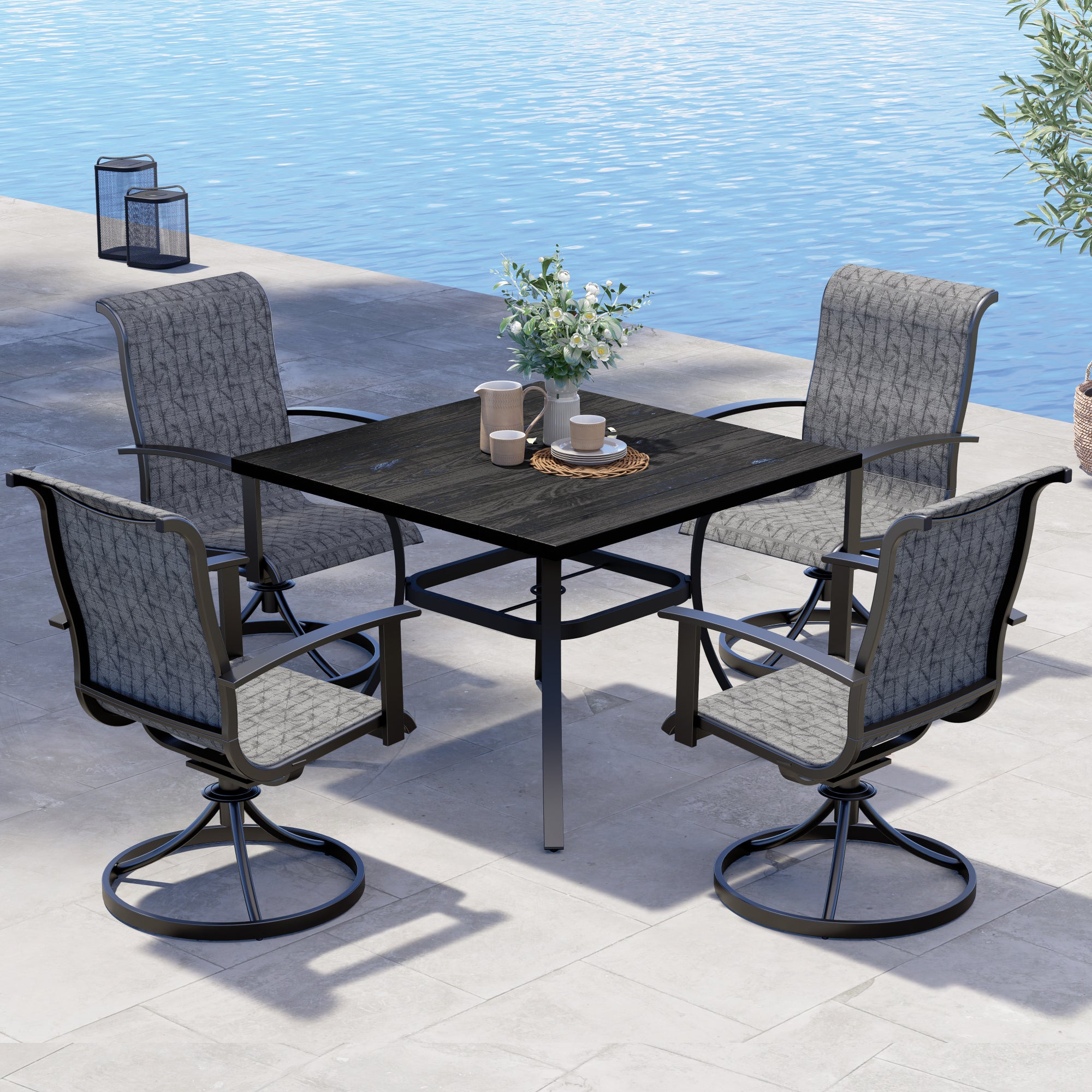 Grand Patio Outdoor Dining Set - Black & Grey Plaid - $669.99 at Grand Patio