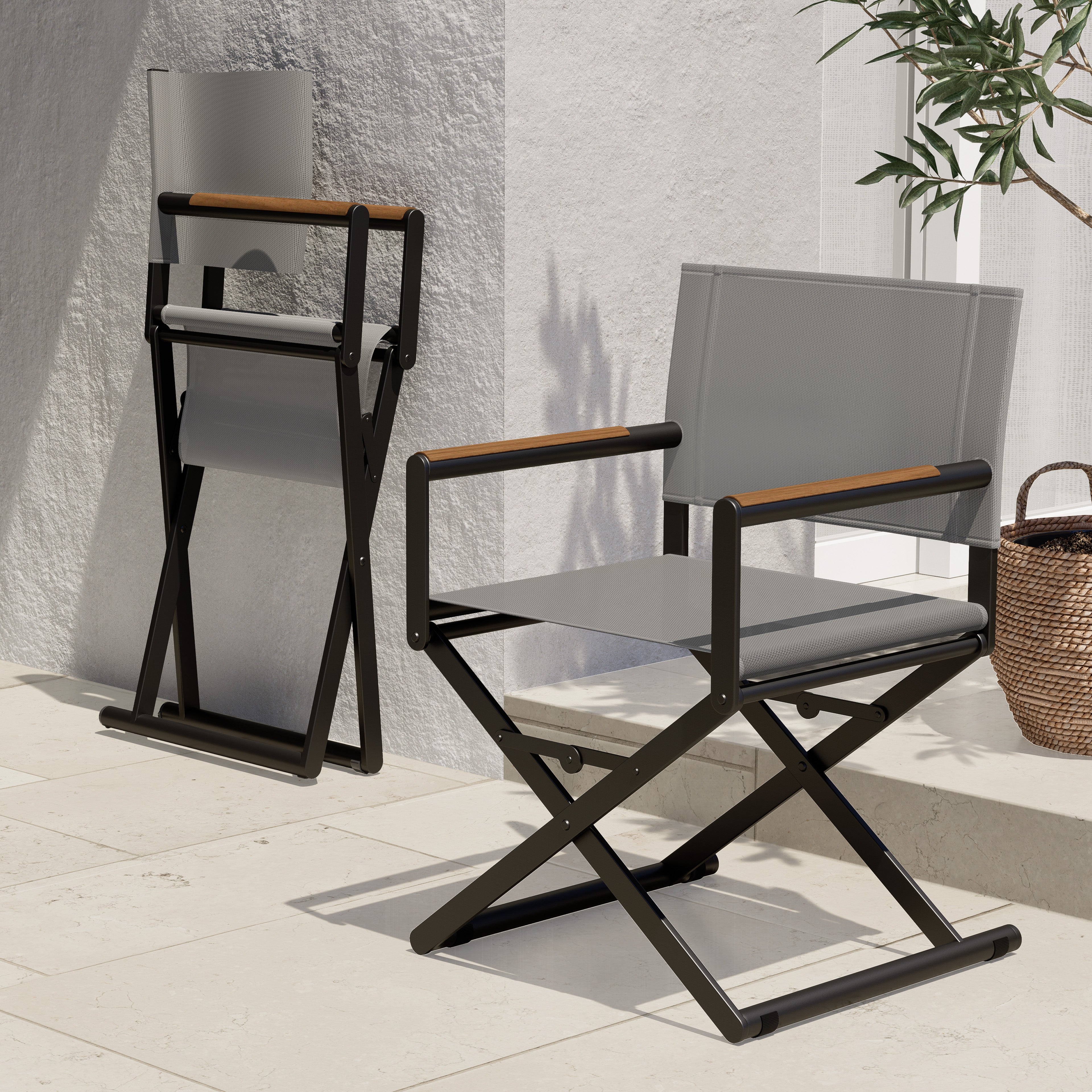 Grand Patio Outdoor & Indoor Aluminum Mesh Sling Folding Director Chair Lightweight All-Weather Wood Grain Camping and Hunting Chair for Garden - $199.99 at Grand Patio