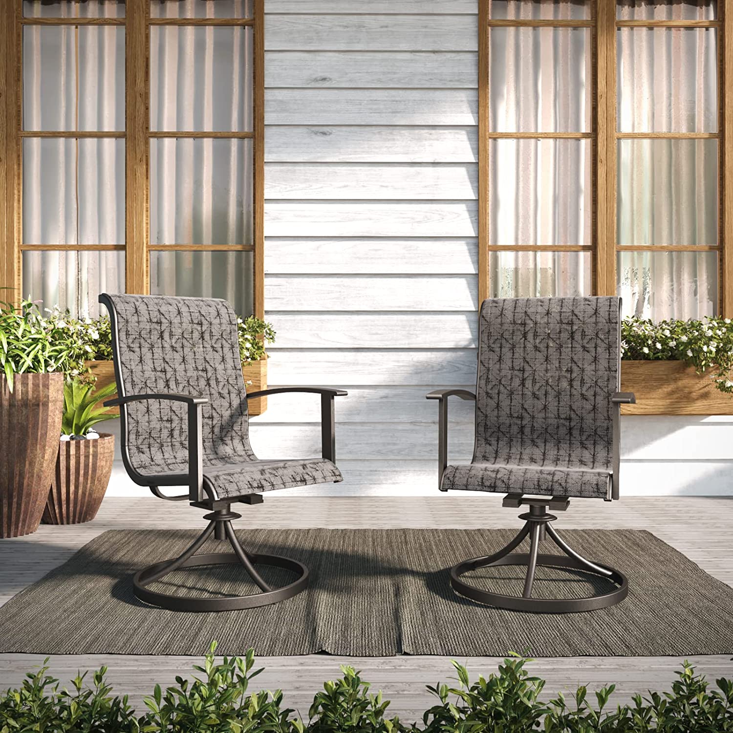 Outdoor Swivel Rocking Patio Dining Chairs Set